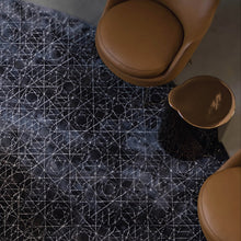 Load image into Gallery viewer, INSPIRA LIFESTYLES | Starmap Hand Tufted Rug, WOVEN RUG, WOOL AREA RUG, TUFTED RUG, STATEMENT RUG, RUGS, RUG, RECTANGLE AREA RUG, PREMIUM WOOL RUG, POST MODERN RUG, MONOCHROME RUG, MODERN RUG, MINIMAL RUG, MADE TO ORDER, LIVING ROOM RUG, LARGE RUG, Handmade Rug, HANDMADE, HAND WOVEN RUG, HAND TUFTED RUG, GEOMETRIC RUG, DINING ROOM RUG, BEDROOM RUG, AREA RUG, ACCENT RUG, MODERN AREA RUG, CONTEMPORARY RUG, NAVY BLUE RUG, DARK BLUE RUG, TENCEL RUG, TENCEL AREA RUG