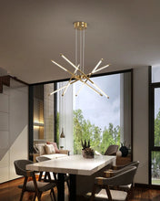 Load image into Gallery viewer, INSPIRA LIFESTYLES - Tubular Mobile Chandelier - ACCENT LIGHT, BRANCH LIGHT, DINING TABLE LIGHT, HANGING LIGHT, LED LIGHT, LIGHT, LIGHT FIXTURE, LIGHTING, MINIMALIST CHANDELIER, MOBILE CHANDELIER, MODERN CHANDELIER, MODERN LIGHT, PENDANT LIGHT, SCULPTURAL LIGHT, SPUTNIK LIGHT, BLACK IRON CHANDELIER