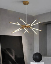 Load image into Gallery viewer, INSPIRA LIFESTYLES - Tubular Mobile Chandelier - ACCENT LIGHT, BRANCH LIGHT, DINING TABLE LIGHT, HANGING LIGHT, LED LIGHT, LIGHT, LIGHT FIXTURE, LIGHTING, MINIMALIST CHANDELIER, MOBILE CHANDELIER, MODERN CHANDELIER, MODERN LIGHT, PENDANT LIGHT, SCULPTURAL LIGHT, SPUTNIK LIGHT, BLACK IRON CHANDELIER