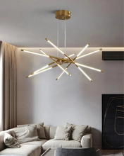 Load image into Gallery viewer, INSPIRA LIFESTYLES - Tubular Mobile Chandelier - ACCENT LIGHT, BRANCH LIGHT, DINING TABLE LIGHT, HANGING LIGHT, LED LIGHT, LIGHT, LIGHT FIXTURE, LIGHTING, MINIMALIST CHANDELIER, MOBILE CHANDELIER, MODERN CHANDELIER, MODERN LIGHT, PENDANT LIGHT, SCULPTURAL LIGHT, SPUTNIK LIGHT, BLACK IRON CHANDELIER