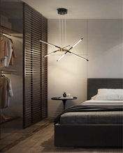 Load image into Gallery viewer, INSPIRA LIFESTYLES - Tubular Mobile Chandelier - ACCENT LIGHT, BRANCH LIGHT, DINING TABLE LIGHT, HANGING LIGHT, LED LIGHT, LIGHT, LIGHT FIXTURE, LIGHTING, MINIMALIST CHANDELIER, MOBILE CHANDELIER, MODERN CHANDELIER, MODERN LIGHT, PENDANT LIGHT, SCULPTURAL LIGHT, SPUTNIK LIGHT, BLACK IRON CHANDELIER