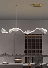 Load image into Gallery viewer, INSPIRA LIFESTYLES - Wave Modern Chandelier, ribbon-inspired chandelier, linear LED chandelier, dining room chandelier, kitchen island pendant light, sculptural architectural lighting