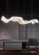 Load image into Gallery viewer, INSPIRA LIFESTYLES - Wave Modern Chandelier, ribbon-inspired chandelier, linear LED chandelier, dining room chandelier, kitchen island pendant light, sculptural architectural lighting