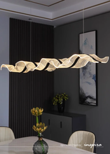 Load image into Gallery viewer, INSPIRA LIFESTYLES - Wave Modern Chandelier, ribbon-inspired chandelier, linear LED chandelier, dining room chandelier, kitchen island pendant light, sculptural architectural lighting