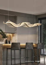 Load image into Gallery viewer, INSPIRA LIFESTYLES - Wave Modern Chandelier, ribbon-inspired chandelier, linear LED chandelier, dining room chandelier, kitchen island pendant light, sculptural architectural lighting