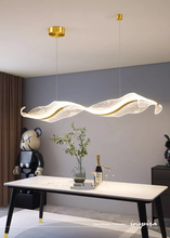 Load image into Gallery viewer, INSPIRA LIFESTYLES - Wave Modern Chandelier, ribbon-inspired chandelier, linear LED chandelier, dining room chandelier, kitchen island pendant light, sculptural architectural lighting