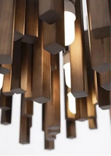 Load image into Gallery viewer, INSPIRA LIFESTYLES | Wood Block Chandelier - WOODEN LIGHT FIXTURE, WOODEN CHANDELIER, WOOD PENDANT LIGHT, WOOD LIGHT, WOOD CHANDELIER, MODERN PENDANT LIGHT, MODERN CHANDELIER, Luxury Pendant Light, LUXURY CHANDELIER, Living Room Chandelier, Kitchen Chandelier, Dining Room Chandelier, Designer Chandelier, Contemporary, BEDROOM LIGHT, LIVING ROOM LIGHT, ACCENT LIGHT, SCULPTURAL LIGHT, FEATURE LIGHT, MODERN LIGHT, RESTAURANT LIGHT, HOTEL LIGHT, UNIQUE LIGHT, Contemporary Lighting Fixture, STAIR LIGHT