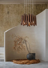 Load image into Gallery viewer, INSPIRA LIFESTYLES | Wood Block Chandelier - WOODEN LIGHT FIXTURE, WOODEN CHANDELIER, WOOD PENDANT LIGHT, WOOD LIGHT, WOOD CHANDELIER, MODERN PENDANT LIGHT, MODERN CHANDELIER, Luxury Pendant Light, LUXURY CHANDELIER, Living Room Chandelier, Kitchen Chandelier, Dining Room Chandelier, Designer Chandelier, Contemporary, BEDROOM LIGHT, LIVING ROOM LIGHT, ACCENT LIGHT, SCULPTURAL LIGHT, FEATURE LIGHT, MODERN LIGHT, RESTAURANT LIGHT, HOTEL LIGHT, UNIQUE LIGHT, Contemporary Lighting Fixture, STAIR LIGHT