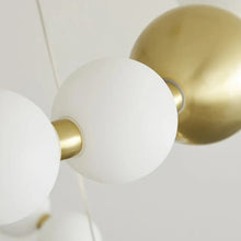 Load image into Gallery viewer, INSPIRA LIFESTYLES - Contemporary Long LED Chandelier, Modern LED Chandelier Light, Elegant Long Pendant Light, Sleek LED Chandelier, Stylish White Ball Chandelier, Contemporary Lighting Fixture, LED Living Room Chandelier, Dining Room LED Light, Bedroom Long Chandelier, Sophisticated LED Illumination, Modern Home Chandelier, Energy-Efficient LED Light
