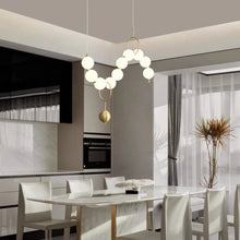 Load image into Gallery viewer, INSPIRA LIFESTYLES - Contemporary Long LED Chandelier, Modern LED Chandelier Light, Elegant Long Pendant Light, Sleek LED Chandelier, Stylish White Ball Chandelier, Contemporary Lighting Fixture, LED Living Room Chandelier, Dining Room LED Light, Bedroom Long Chandelier, Sophisticated LED Illumination, Modern Home Chandelier, Energy-Efficient LED Light