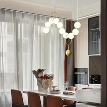 Load image into Gallery viewer, INSPIRA LIFESTYLES - Contemporary Long LED Chandelier, Modern LED Chandelier Light, Elegant Long Pendant Light, Sleek LED Chandelier, Stylish White Ball Chandelier, Contemporary Lighting Fixture, LED Living Room Chandelier, Dining Room LED Light, Bedroom Long Chandelier, Sophisticated LED Illumination, Modern Home Chandelier, Energy-Efficient LED Light