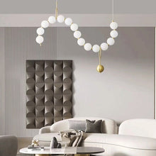 Load image into Gallery viewer, INSPIRA LIFESTYLES - Contemporary Long LED Chandelier, Modern LED Chandelier Light, Elegant Long Pendant Light, Sleek LED Chandelier, Stylish White Ball Chandelier, Contemporary Lighting Fixture, LED Living Room Chandelier, Dining Room LED Light, Bedroom Long Chandelier, Sophisticated LED Illumination, Modern Home Chandelier, Energy-Efficient LED Light