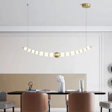 Load image into Gallery viewer, INSPIRA LIFESTYLES - Contemporary Long LED Chandelier, Modern LED Chandelier Light, Elegant Long Pendant Light, Sleek LED Chandelier, Stylish White Ball Chandelier, Contemporary Lighting Fixture, LED Living Room Chandelier, Dining Room LED Light, Bedroom Long Chandelier, Sophisticated LED Illumination, Modern Home Chandelier, Energy-Efficient LED Light