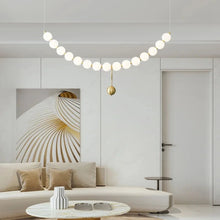 Load image into Gallery viewer, INSPIRA LIFESTYLES - Contemporary Long LED Chandelier, Modern LED Chandelier Light, Elegant Long Pendant Light, Sleek LED Chandelier, Stylish White Ball Chandelier, Contemporary Lighting Fixture, LED Living Room Chandelier, Dining Room LED Light, Bedroom Long Chandelier, Sophisticated LED Illumination, Modern Home Chandelier, Energy-Efficient LED Light