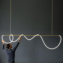 Load image into Gallery viewer, INSPIRA LIFESTYLES - Linear Rope Chandelier - ACCENT LIGHT, LED, LED CHANDELIER, LED LIGHT, LED ROPE CHANDELIER, LIGHT, LIGHT FIXTURE, LIGHTING, LIGHTS, MINIMALIST LIGHT, MODERN CHANDELIER, MODERN PENDANT LIGHT, SCULPTURAL LIGHT, SIMPLE DESIGN