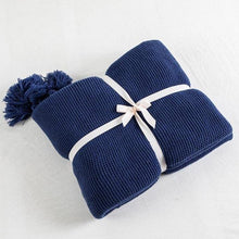 Load image into Gallery viewer, INSPIRA LIFESTYLES - Solid Knit Throw w/ Pompom - ACCENT THROW, BED THROW, BLANKET, DECORATIVE THROW, KNIT BLANKET, KNIT THROW, KNITTED BLANKET, SOFTGOODS, THROW, THROW BLANKET, YARN THROW