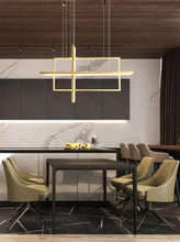 Load image into Gallery viewer, INSPIRA LIFESTYLES - Geometric Rectangles LED Chandelier - ACCENT LIGHT, BLACK, CHANDELIER, DINING LIGHT, FEATURE LIGHT, GEOMETRIC, GEOMETRIC LIGHT, HANGING LIGHT, LED, LED LIGHT, LIGHT, LIGHT FIXTURE, LIGHTING, LIGHTS, MINIMALIST, MODERN, MODERN CHANDELIER, PENDANT, PENDANT LIGHT, RECTANGLE LIGHT, WHITE