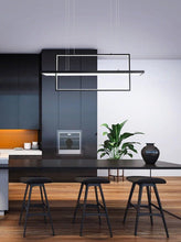Load image into Gallery viewer, INSPIRA LIFESTYLES - Geometric Rectangles LED Chandelier - ACCENT LIGHT, BLACK, CHANDELIER, DINING LIGHT, FEATURE LIGHT, GEOMETRIC, GEOMETRIC LIGHT, HANGING LIGHT, LED, LED LIGHT, LIGHT, LIGHT FIXTURE, LIGHTING, LIGHTS, MINIMALIST, MODERN, MODERN CHANDELIER, PENDANT, PENDANT LIGHT, RECTANGLE LIGHT, WHITE