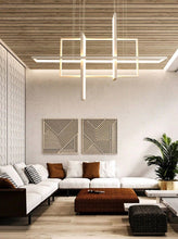 Load image into Gallery viewer, INSPIRA LIFESTYLES - Geometric Rectangles LED Chandelier - ACCENT LIGHT, BLACK, CHANDELIER, DINING LIGHT, FEATURE LIGHT, GEOMETRIC, GEOMETRIC LIGHT, HANGING LIGHT, LED, LED LIGHT, LIGHT, LIGHT FIXTURE, LIGHTING, LIGHTS, MINIMALIST, MODERN, MODERN CHANDELIER, PENDANT, PENDANT LIGHT, RECTANGLE LIGHT, WHITE