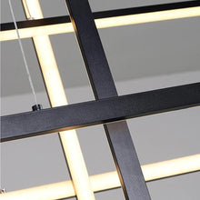 Load image into Gallery viewer, INSPIRA LIFESTYLES - Geometric Rectangles LED Chandelier - ACCENT LIGHT, BLACK, CHANDELIER, DINING LIGHT, FEATURE LIGHT, GEOMETRIC, GEOMETRIC LIGHT, HANGING LIGHT, LED, LED LIGHT, LIGHT, LIGHT FIXTURE, LIGHTING, LIGHTS, MINIMALIST, MODERN, MODERN CHANDELIER, PENDANT, PENDANT LIGHT, RECTANGLE LIGHT, WHITE