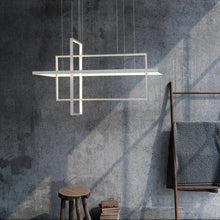 Load image into Gallery viewer, INSPIRA LIFESTYLES - Geometric Rectangles LED Chandelier - ACCENT LIGHT, BLACK, CHANDELIER, DINING LIGHT, FEATURE LIGHT, GEOMETRIC, GEOMETRIC LIGHT, HANGING LIGHT, LED, LED LIGHT, LIGHT, LIGHT FIXTURE, LIGHTING, LIGHTS, MINIMALIST, MODERN, MODERN CHANDELIER, PENDANT, PENDANT LIGHT, RECTANGLE LIGHT, WHITE
