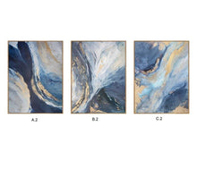 Load image into Gallery viewer, INSPIRA LIFESTYLES - Cuvee Series: B.2 Abstract Oil Painting - ABSTRACT ART, ART, ART SERIES, BLUE ABSTRACT PAINTING, BLUE GOLD ART, BLUE WATER PAINTING, CANVAS ART, CONTEMPORARY ART, COORDINATED ART, FRAMED ART, HANGING ART, LARGE PAINTING, LARGE SCALE ART, MODERN ART, OIL PAINTING, PAINTING, UNFRAMED ART, WALL ART