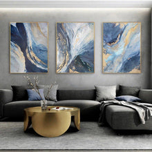 Load image into Gallery viewer, INSPIRA LIFESTYLES - Cuvee Series: C.2 Abstract Oil Painting - ABSTRACT ART, ART, ART SERIES, BLUE ABSTRACT PAINTING, BLUE GOLD ART, BLUE WATER PAINTING, CANVAS ART, CONTEMPORARY ART, COORDINATED ART, FRAMED ART, HANGING ART, LARGE PAINTING, LARGE SCALE ART, MODERN ART, OIL PAINTING, PAINTING, UNFRAMED ART, WALL ART