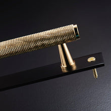 Load image into Gallery viewer, INSPIRA LIFESTYLES - Maxx Knob & Pull Handles - BLACK AND GOLD PULLS, BRASS HARDWARE, CABINET HARDWARE, CABINET PULL, CLOSET PULL, DOOR PULL, DOOR PULLS, DRAWER PULL, DRAWER PULLS, FURNITURE HANDLES, FURNITURE KNOBS, HARDWARE, KNOBS, KNURLED DOOR PULLS, KNURLED DRAWER PULLS, MATTE BLACK HARDWARE, PULLS