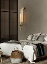 Load image into Gallery viewer, INSPIRA LIFESTYLES - Ribbed Glass Wall Sconce - ACCENT LIGHT, BATHROOM LIGHT, BEDROOM LIGHT, BEDSIDE LAMP, BESIDE LIGHT, LIGHT, LIGHT FIXTURE, LIGHTING, LIGHTS, WALL ART, WALL LAMP, WALL LIGHT, WALL SCONCE
