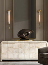 Load image into Gallery viewer, INSPIRA LIFESTYLES - Ribbed Glass Wall Sconce - ACCENT LIGHT, BATHROOM LIGHT, BEDROOM LIGHT, BEDSIDE LAMP, BESIDE LIGHT, LIGHT, LIGHT FIXTURE, LIGHTING, LIGHTS, WALL ART, WALL LAMP, WALL LIGHT, WALL SCONCE