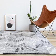 Load image into Gallery viewer, INSPIRA LIFESTYLES - Grey Chevrons Large Area Rug - AREA RUG, BEDROOM CARPET, CARPET, COMMERCIAL, DINING ROOM CARPET, FLOOR MAT, GEOMETRIC RUG, GRAY RUG, HOTEL CARPET, LIVING ROOM CARPET, MODERN RUG, MONOCHROME RUG, PILE CARPET, POLYESTER RUG, RECTANGLE AREA RUG, RUG, RUGS, WOVEN RUG