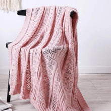 Load image into Gallery viewer, INSPIRA LIFESTYLES - Zigzag Lace Knitted Throw - ACCENT THROW, BED THROW, BLANKET, DECORATIVE THROW, KNIT BLANKET, KNIT THROW, KNITTED BLANKET, SOFTGOODS, THROW, THROW BLANKET, TRAVEL BLANKET, YARN THROW