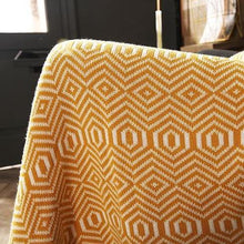 Load image into Gallery viewer, INSPIRA LIFESTYLES - Retro Geometric Knit Throw - ACCENT THROW, BED THROW, BLANKET, DECORATIVE THROW, KNIT THROW, KNITTED BLANKET, SOFTGOODS, TASSEL THROW, THROW, THROW BLANKET, TRAVEL BLANKET, YARN THROW