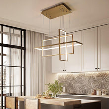Load image into Gallery viewer, INSPIRA LIFESTYLES - Geometric Rectangles LED Chandelier - ACCENT LIGHT, BLACK, CHANDELIER, DINING LIGHT, FEATURE LIGHT, GEOMETRIC, GEOMETRIC LIGHT, HANGING LIGHT, LED, LED LIGHT, LIGHT, LIGHT FIXTURE, LIGHTING, LIGHTS, MINIMALIST, MODERN, MODERN CHANDELIER, PENDANT, PENDANT LIGHT, RECTANGLE LIGHT, WHITE