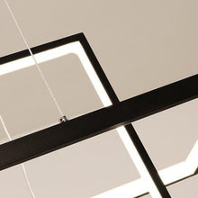 Load image into Gallery viewer, INSPIRA LIFESTYLES - Geometric Rectangles LED Chandelier - ACCENT LIGHT, BLACK, CHANDELIER, DINING LIGHT, FEATURE LIGHT, GEOMETRIC, GEOMETRIC LIGHT, HANGING LIGHT, LED, LED LIGHT, LIGHT, LIGHT FIXTURE, LIGHTING, LIGHTS, MINIMALIST, MODERN, MODERN CHANDELIER, PENDANT, PENDANT LIGHT, RECTANGLE LIGHT, WHITE