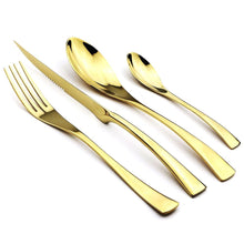 Load image into Gallery viewer, INSPIRA LIFESTYLES - Polished Modern Cutlery Set - 24 PCS - CUTLERY, DINNER WARE, FORK, KNIFE, MODERN CUTLERY, SERVING WARE, SPOON, STAINLESS STEEL, TABLEWARE