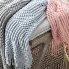 Load image into Gallery viewer, INSPIRA LIFESTYLES - Textured Tassel Knit Throw - ACCENT THROW, BED THROW, BLANKET, DECORATIVE THROW, KNIT THROW, KNITTED BLANKET, SOFTGOODS, THROW, THROW BLANKET, TRAVEL BLANKET, YARN THROW