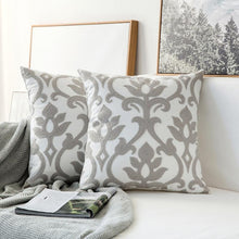 Load image into Gallery viewer, INSPIRA LIFESTYLES - Nouveau Cotton Embroidered Pillow - ACCENT PILLOW, ACCESSORIES, COTTON, CUSHION, DECORATIVE PILLOW, DIAMOND, EMBROIDERED, FLORAL, HOME DECOR, PILLOW, POLYESTER, QUADRAFOIL, SOFTGOODS, THROW PILLOW