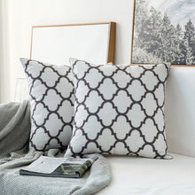 Load image into Gallery viewer, INSPIRA LIFESTYLES - Nouveau Cotton Embroidered Pillow - ACCENT PILLOW, ACCESSORIES, COTTON, CUSHION, DECORATIVE PILLOW, DIAMOND, EMBROIDERED, FLORAL, HOME DECOR, PILLOW, POLYESTER, QUADRAFOIL, SOFTGOODS, THROW PILLOW