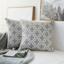 Load image into Gallery viewer, INSPIRA LIFESTYLES - Nouveau Cotton Embroidered Pillow - ACCENT PILLOW, ACCESSORIES, COTTON, CUSHION, DECORATIVE PILLOW, DIAMOND, EMBROIDERED, FLORAL, HOME DECOR, PILLOW, POLYESTER, QUADRAFOIL, SOFTGOODS, THROW PILLOW