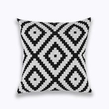 Load image into Gallery viewer, INSPIRA LIFESTYLES - Classic Motif Embroidered Pillow - ACCENT PILLOW, ACCESSORIES, CANVAS, CLASSIC, Classic Blue Black & White Embroidered Pillow, COTTON, CUSHION, DECORATIVE PILLOW, DEMASK, EMBROIDERED, FILIGREE, HOME DECOR, PILLOW, QUADRAFOIL, SOFTGOODS, THROW PILLOW, TRADITIONAL