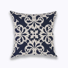 Load image into Gallery viewer, INSPIRA LIFESTYLES - Classic Motif Embroidered Pillow - ACCENT PILLOW, ACCESSORIES, CANVAS, CLASSIC, Classic Blue Black & White Embroidered Pillow, COTTON, CUSHION, DECORATIVE PILLOW, DEMASK, EMBROIDERED, FILIGREE, HOME DECOR, PILLOW, QUADRAFOIL, SOFTGOODS, THROW PILLOW, TRADITIONAL