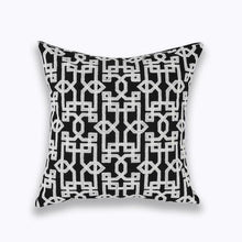 Load image into Gallery viewer, INSPIRA LIFESTYLES - Classic Motif Embroidered Pillow - ACCENT PILLOW, ACCESSORIES, CANVAS, CLASSIC, Classic Blue Black & White Embroidered Pillow, COTTON, CUSHION, DECORATIVE PILLOW, DEMASK, EMBROIDERED, FILIGREE, HOME DECOR, PILLOW, QUADRAFOIL, SOFTGOODS, THROW PILLOW, TRADITIONAL