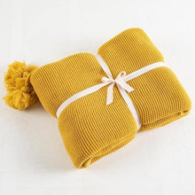 Load image into Gallery viewer, INSPIRA LIFESTYLES - Solid Knit Throw w/ Pompom - ACCENT THROW, BED THROW, BLANKET, DECORATIVE THROW, KNIT BLANKET, KNIT THROW, KNITTED BLANKET, SOFTGOODS, THROW, THROW BLANKET, YARN THROW