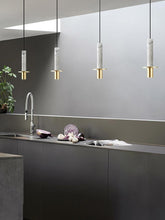 Load image into Gallery viewer, INSPIRA LIFESTYLES - Alistair LED Marble Pendant - BEDROOM LIGHT, BEDSIDE LIGHT, BRASS, DINING LIGHT, HANGING LIGHT, LED, LIGHT, LIGHT FIXTURE, LIGHTING, LIGHTS, LIVING ROOM LIGHT, MARBLE, MINIMAL, MODERN, PENDANT LIGHT, SCULPTURAL LIGHT, STONE