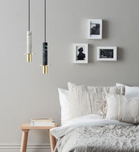 Load image into Gallery viewer, INSPIRA LIFESTYLES - Alistair LED Marble Pendant - BEDROOM LIGHT, BEDSIDE LIGHT, BRASS, DINING LIGHT, HANGING LIGHT, LED, LIGHT, LIGHT FIXTURE, LIGHTING, LIGHTS, LIVING ROOM LIGHT, MARBLE, MINIMAL, MODERN, PENDANT LIGHT, SCULPTURAL LIGHT, STONE