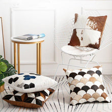 Load image into Gallery viewer, INSPIRA LIFESTYLES - Quadrant Cowhide Pillow - ACCENT PILLOW, ACCESSORIES, CUSHION, DECORATIVE PILLOW, HOME DECOR, LEATHER, PILLOW, SOFTGOODS, THROW PILLOW