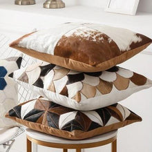 Load image into Gallery viewer, INSPIRA LIFESTYLES - Quadrant Cowhide Pillow - ACCENT PILLOW, ACCESSORIES, CUSHION, DECORATIVE PILLOW, HOME DECOR, LEATHER, PILLOW, SOFTGOODS, THROW PILLOW