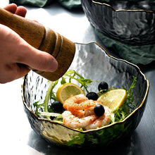 Load image into Gallery viewer, INSPIRA LIFESTYLES - Gold Rim Glass Serving Bowls - BOWL, BOWLS, FRUIT BOWL, SALAD BOWL, TABLEWARE