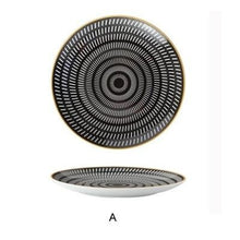 Load image into Gallery viewer, INSPIRA LIFESTYLES - Black & White Graphic Pattern Plate - BLACK & WHITE, DESSERT PLATE, DINNER PLATE, MODERN PLATES, MONOCHROME, PLATE, PLATES, SALAD PLATE, TABLEWARE